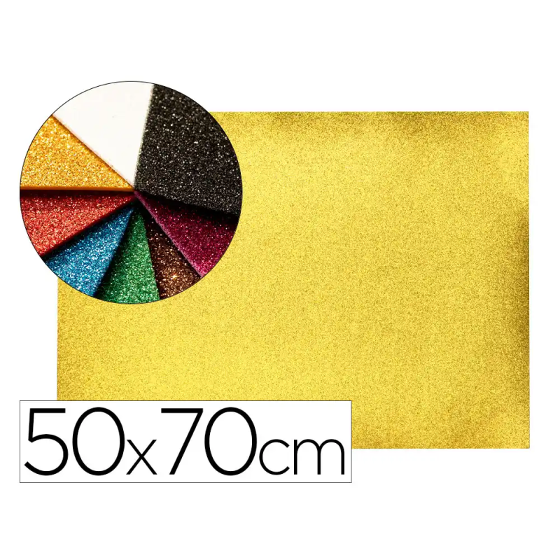Goma eva con purpurina biodegradable liderpapel 50x70cm 60g/m2 espesor 2 mm oro