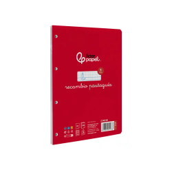 Recambio liderpapel cuarto pautaguia 100 hojas 75gr cuadriculado pautado 5 mm con margen 6 taladros