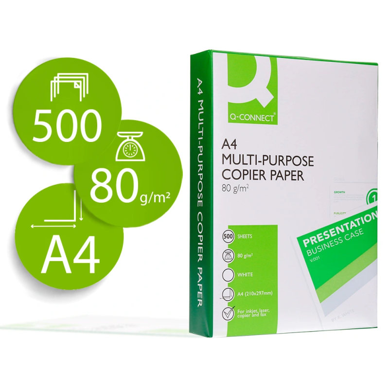 Papel fotocopiadora q-connect economy din a4 80 gramos paquete de 500 hojas
