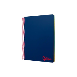 Cuaderno espiral liderpapel a6 micro wonder tapa plastico 120h 90 gr cuadro 5mm 4 bandas color azul marino