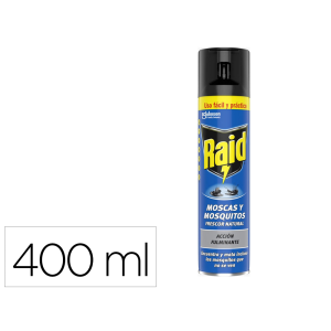 Insecticida raid spray moscas y mosquitos frescor natural bote de 400 ml