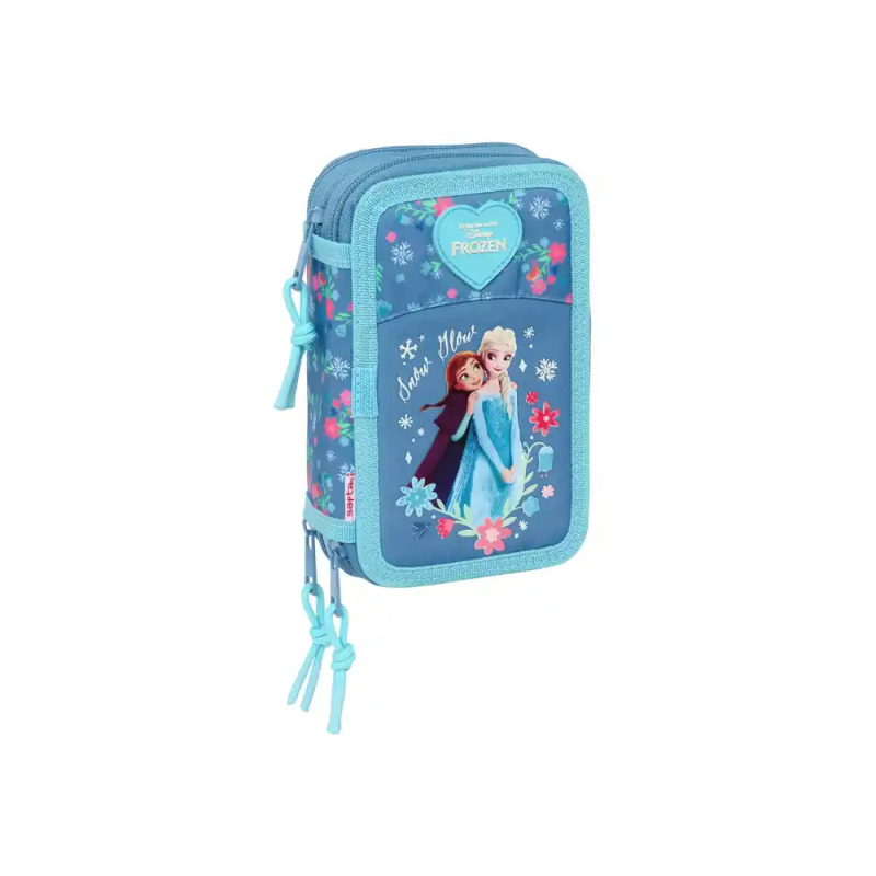 Plumier escolar safta triple cremallera 37 piezas frozen 195x125x55 mm