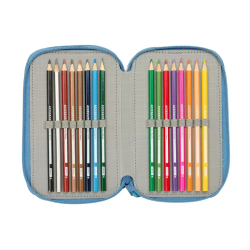 Plumier escolar safta triple cremallera 37 piezas frozen 195x125x55 mm