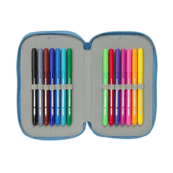 Plumier escolar safta triple cremallera 37 piezas frozen 195x125x55 mm