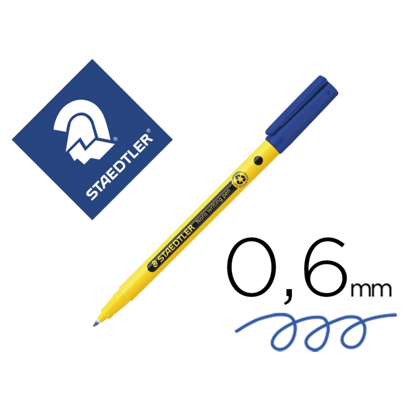 Rotulador staedtler noris writing pen 307 tinta base de agua punta fina trazo 0,6 mm azul