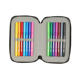 Plumier escolar safta doble cremallera pequeño 29 piezas f.c. barcelona 195x125x40 mm