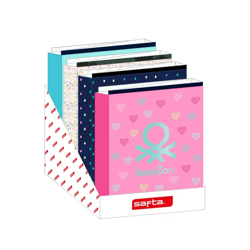 Carpeta carton folio 4 anillas safta lomo ancho expositor