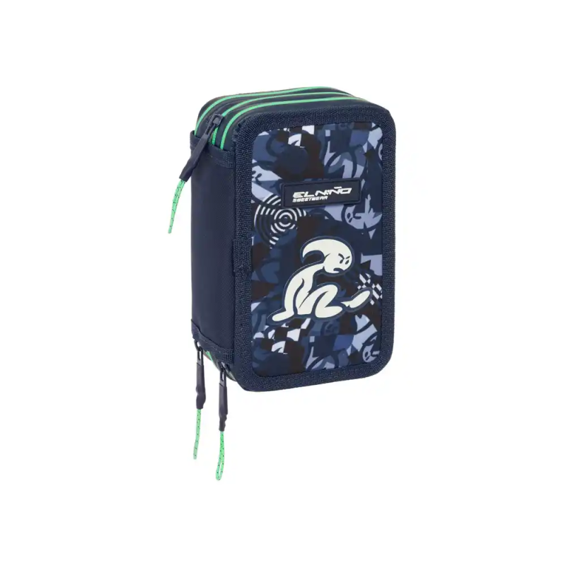 Plumier escolar safta triple cremallera 37 piezas el niño navy 195x125x55 mm