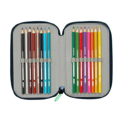 Plumier escolar safta triple cremallera 37 piezas el niño navy 195x125x55 mm