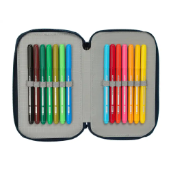 Plumier escolar safta triple cremallera 37 piezas el niño navy 195x125x55 mm