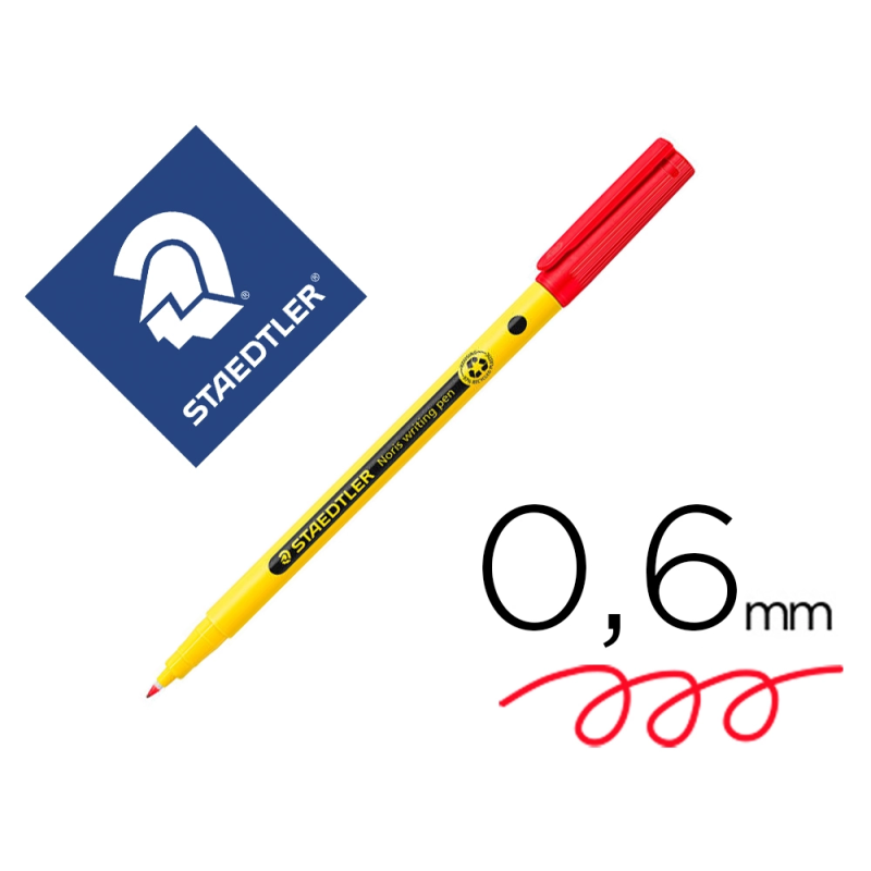Rotulador staedtler noris writing pen 307 tinta base de agua punta fina trazo 0,6 mm rojo