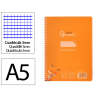 Cuaderno espiral liderpapel a5 pautaguia tapa plastico 80h 90gr cuadro pautado 3mm color naranja