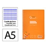 Cuaderno espiral liderpapel a5 pautaguia tapa plastico 80h 90gr cuadro pautado 3mm color naranja