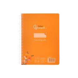 Cuaderno espiral liderpapel a5 pautaguia tapa plastico 80h 90gr cuadro pautado 3mm color naranja