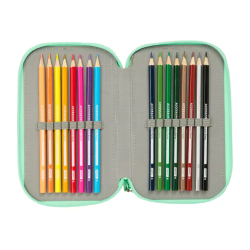 Plumier escolar safta triple cremallera 37 piezas dora 195x125x55 mm