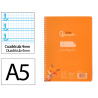 Cuaderno espiral liderpapel a5 pautaguia tapa plastico 80h 90gr cuadro pautado 4mm color naranja