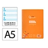 Cuaderno espiral liderpapel a5 pautaguia tapa plastico 80h 90gr cuadro pautado 4mm color naranja