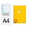 Cuaderno espiral liderpapel a4 pautaguia tapa plastico 80h 90gr cuadro pautado 4mm con margen color amarillo