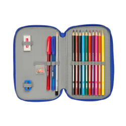 Plumier escolar safta doble cremallera pequeño 29 piezas cars 195x125x40 mm