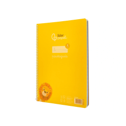 Cuaderno espiral liderpapel a4 pautaguia tapa plastico 80h 90gr cuadro pautado 4mm con margen color amarillo