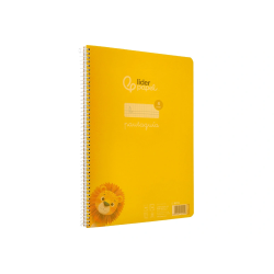 Cuaderno espiral liderpapel a4 pautaguia tapa plastico 80h 90gr cuadro pautado 4mm con margen color amarillo