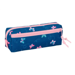 Bolso escolar portatodo safta triple pequeño con goma elastica blackfit mariposas 85x220x60 mm