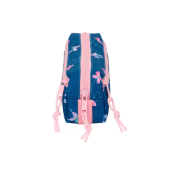 Bolso escolar portatodo safta triple pequeño con goma elastica blackfit mariposas 85x220x60 mm