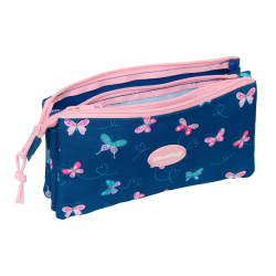 Bolso escolar portatodo safta triple blackfit8 mariposas 120x220x30 mm
