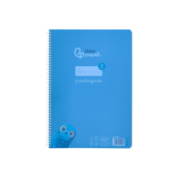 Cuaderno espiral liderpapel a4 pautaguia tapa plastico 80h 90gr cuadro pautado 4mm con margen color azul