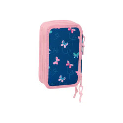 Plumier escolar safta triple cremallera 37 piezas blackfit8 mariposas 195x125x55 mm