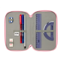 Plumier escolar safta triple cremallera 37 piezas blackfit8 mariposas 195x125x55 mm