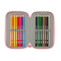 Plumier escolar safta triple cremallera 37 piezas blackfit8 mariposas 195x125x55 mm