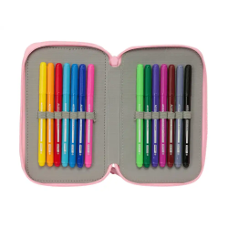 Plumier escolar safta triple cremallera 37 piezas blackfit8 mariposas 195x125x55 mm