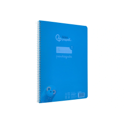 Cuaderno espiral liderpapel a4 pautaguia tapa plastico 80h 90gr cuadro pautado 4mm con margen color azul
