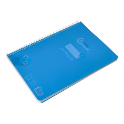 Cuaderno espiral liderpapel a4 pautaguia tapa plastico 80h 90gr cuadro pautado 4mm con margen color azul