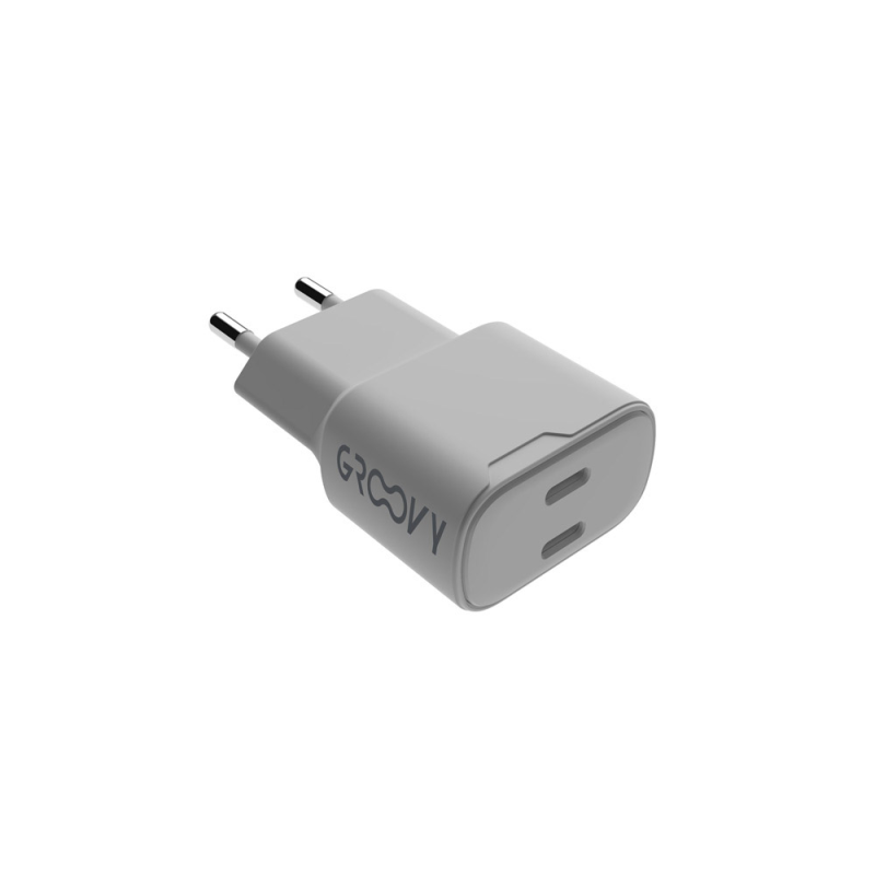 Cargador de pared groovy 2 usb-c carga rapida blanco