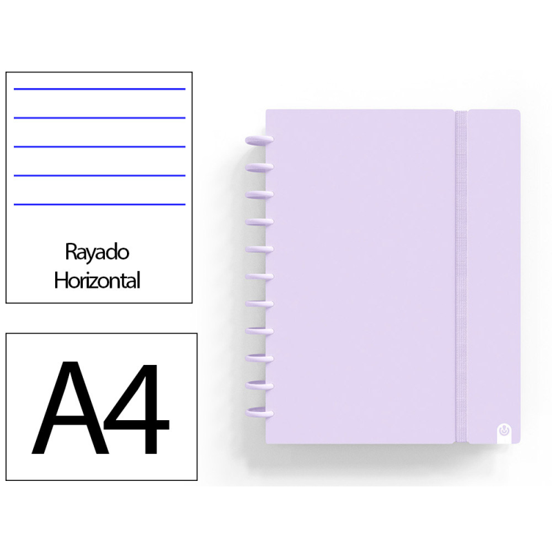 Cuaderno ingeniox foam a4 80h rayado horizontal malva pastel