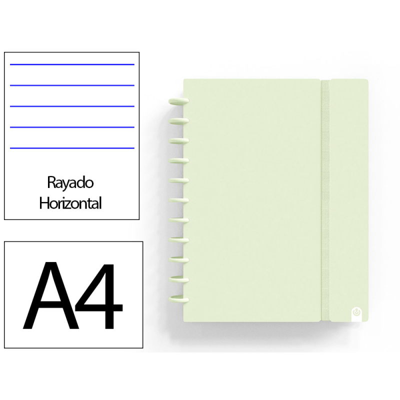 Cuaderno ingeniox foam a4 80h rayado horizontal verde pastel