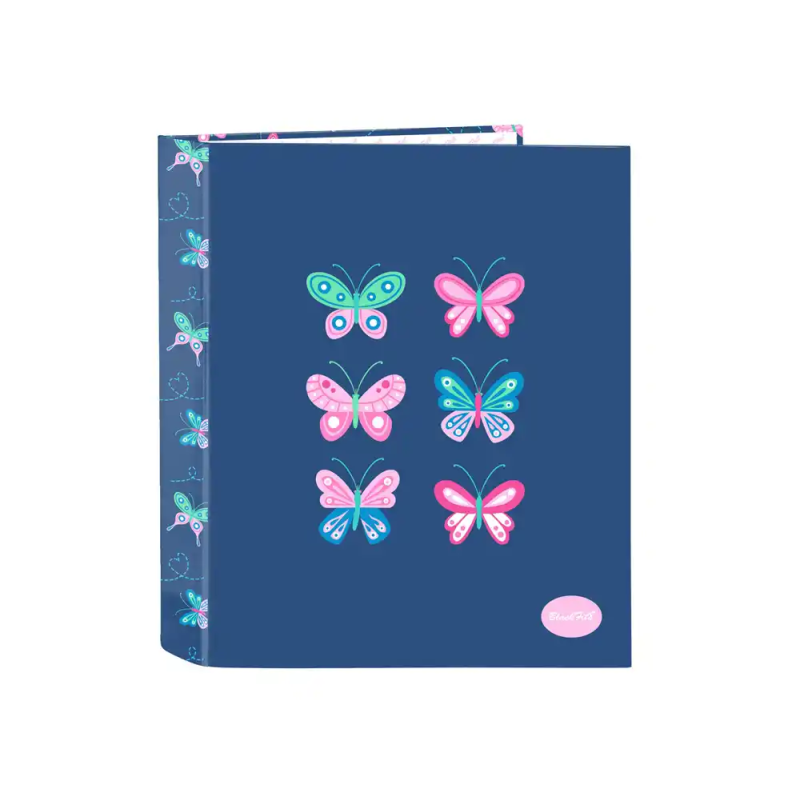 Carpeta carton folio 4 anillas safta lomo ancho blackfit8 mariposas