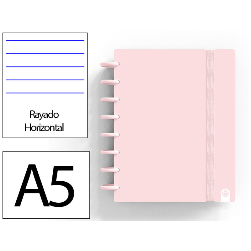 Cuaderno ingeniox foam a5 80h rayado horizontal rosa pastel