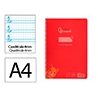 Cuaderno espiral liderpapel a4 pautaguia tapa plastico 80h 90gr cuadro pautado 4mm con margen color rojo