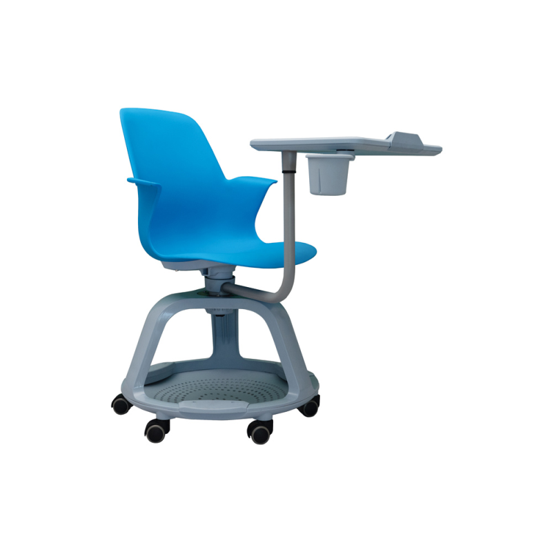 Silla bi-office confidente modular con ruedas y bandeja giratoria color azul 690x690x1050 mm