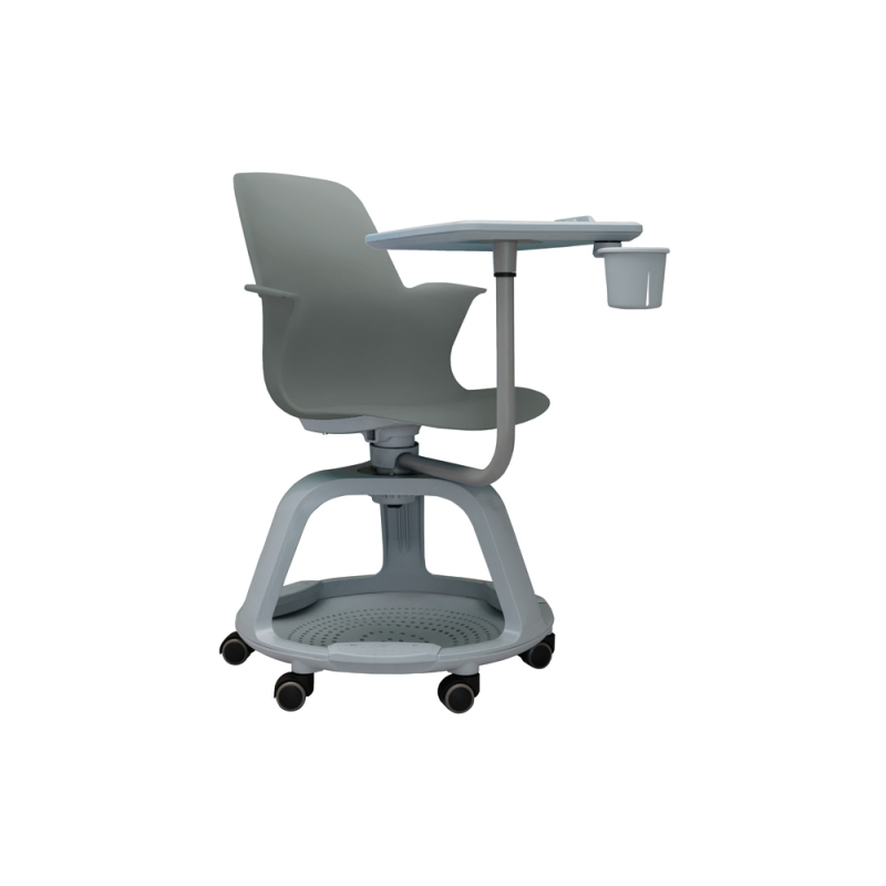 Silla bi-office confidente modular con ruedas y bandeja giratoria color gris 690x690x1050 mm