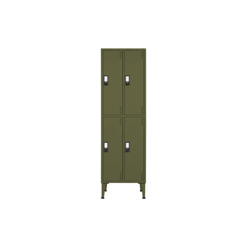 Taquilla metalica bi-office 2 modulos 4 puertas color verde 1900x600x500 mm