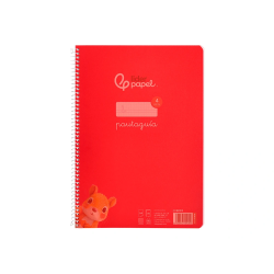 Cuaderno espiral liderpapel a4 pautaguia tapa plastico 80h 90gr cuadro pautado 4mm con margen color rojo