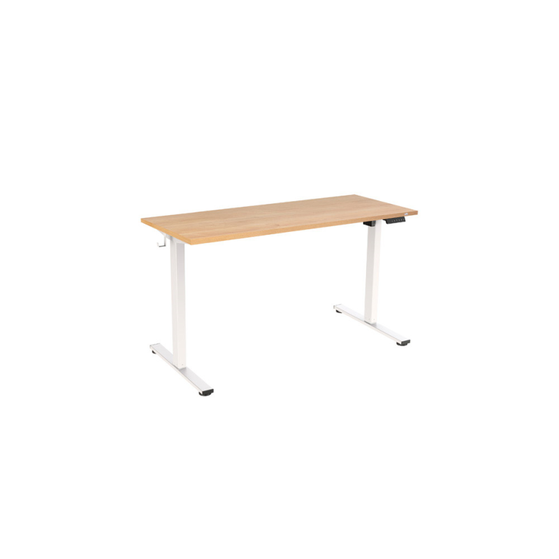 Mesa regulable rocada e-table eco regulable en altura electrica estructura metalica blanco/roble 120x60 cm