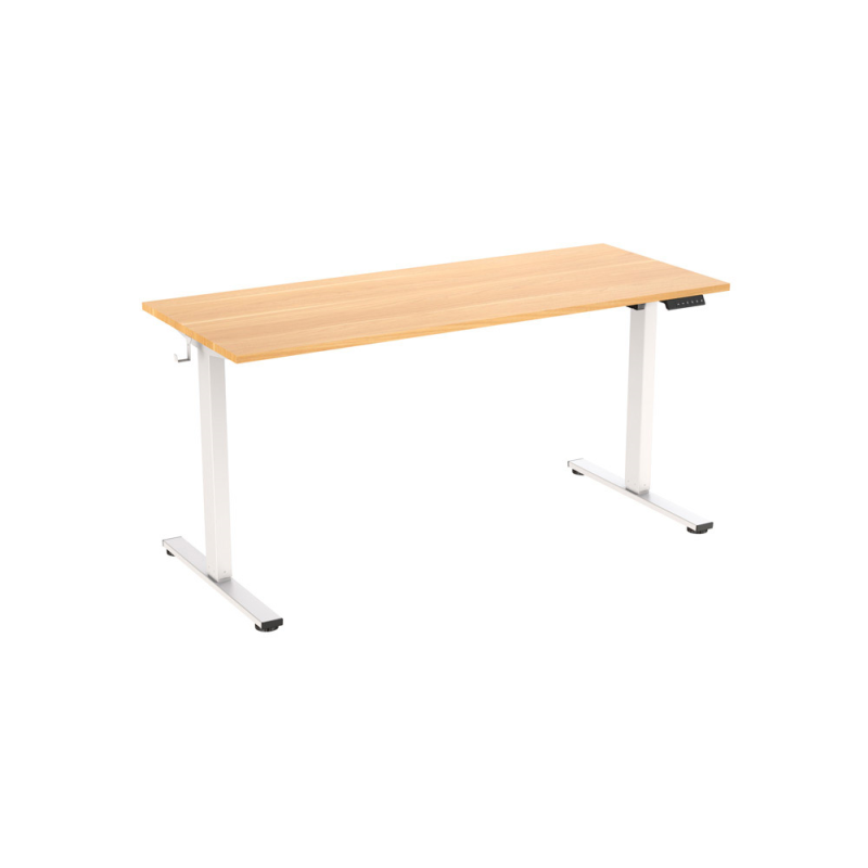 Mesa regulable rocada e-table eco regulable en altura electrica estructura metalica blanco/haya 140x80 cm