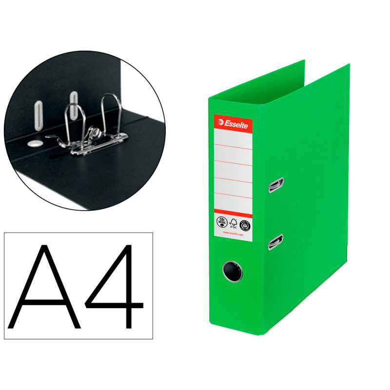 Archivador de palanca esselte n 1 co2 neutral din a4 carton forrado lomo 75 mm verde vivida