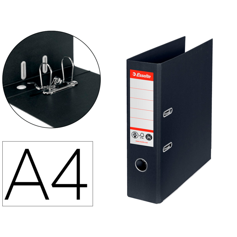 Archivador de palanca esselte n 1 co2 neutral din a4 carton forrado lomo 75 mm negro