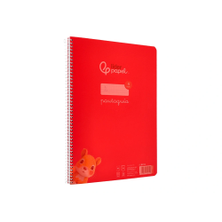 Cuaderno espiral liderpapel a4 pautaguia tapa plastico 80h 90gr cuadro pautado 4mm con margen color rojo